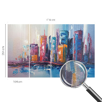 Mural de pared con estampado hermoso con un diseño de ciudad colorida
