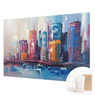 Mural de pared con estampado hermoso con un diseño de ciudad colorida