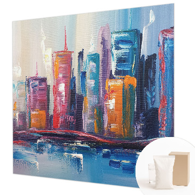 Mural de pared con estampado hermoso con un diseño de ciudad colorida