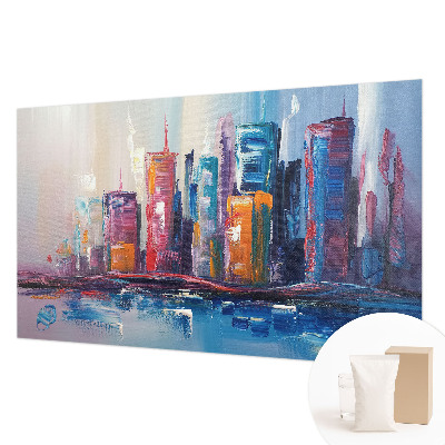 Mural de pared con estampado hermoso con un diseño de ciudad colorida