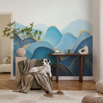 Papel mural texturado decorativo con motivo de paisaje ondulado