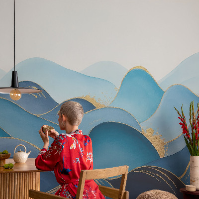Papel mural texturado decorativo con motivo de paisaje ondulado