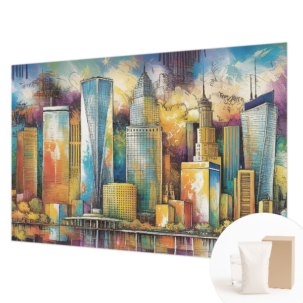 Fotomural decorativo para cabecero de cama con un panorama de la ciudad