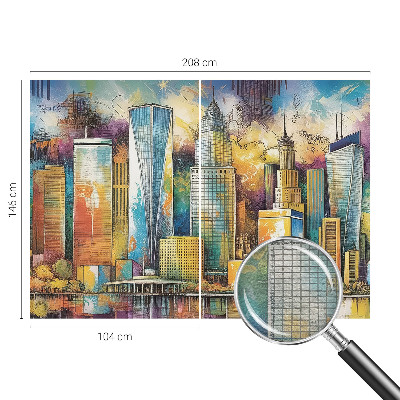 Fotomural decorativo para cabecero de cama con un panorama de la ciudad