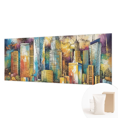 Fotomural decorativo para cabecero de cama con un panorama de la ciudad