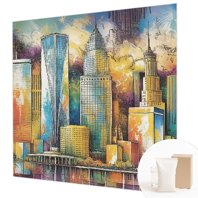 Fotomural decorativo para cabecero de cama con un panorama de la ciudad