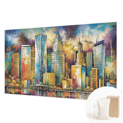 Fotomural decorativo para cabecero de cama con un panorama de la ciudad