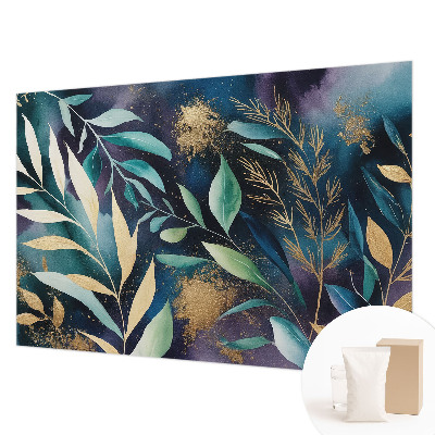 Papel mural texturado decorativo con diseño de hojas botánicas