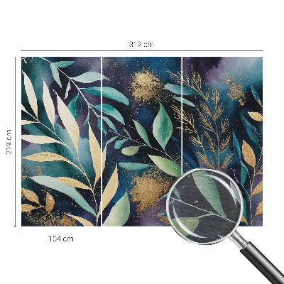 Papel mural texturado decorativo con diseño de hojas botánicas