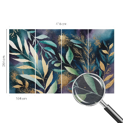 Papel mural texturado decorativo con diseño de hojas botánicas