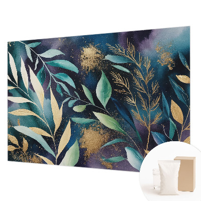 Papel mural texturado decorativo con diseño de hojas botánicas