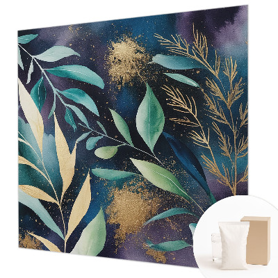 Papel mural texturado decorativo con diseño de hojas botánicas