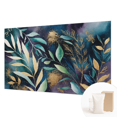 Papel mural texturado decorativo con diseño de hojas botánicas