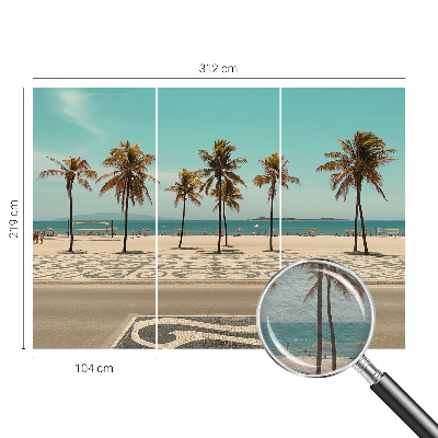 Mural de pared con estampado hermoso con motivo de playa con palmeras