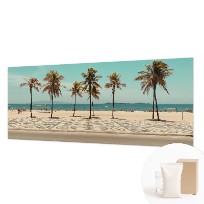 Mural de pared con estampado hermoso con motivo de playa con palmeras