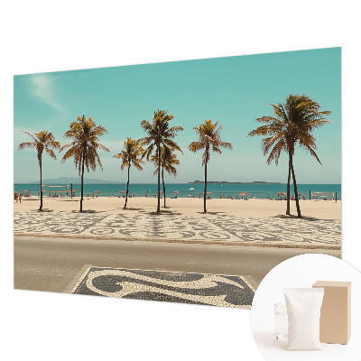 Mural de pared con estampado hermoso con motivo de playa con palmeras