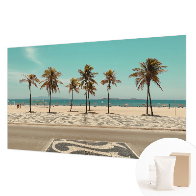 Mural de pared con estampado hermoso con motivo de playa con palmeras