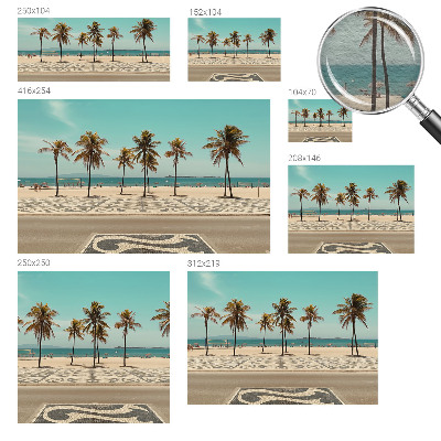 Mural de pared con estampado hermoso con motivo de playa con palmeras