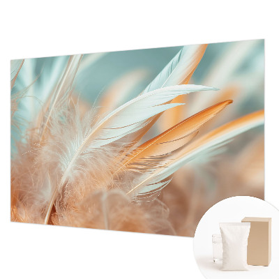 Mural de pared con estampado hermoso con plumas delicadas como motivo decorativo