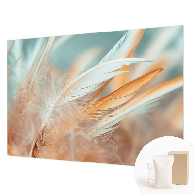 Mural de pared con estampado hermoso con plumas delicadas como motivo decorativo