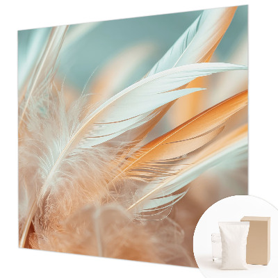 Mural de pared con estampado hermoso con plumas delicadas como motivo decorativo