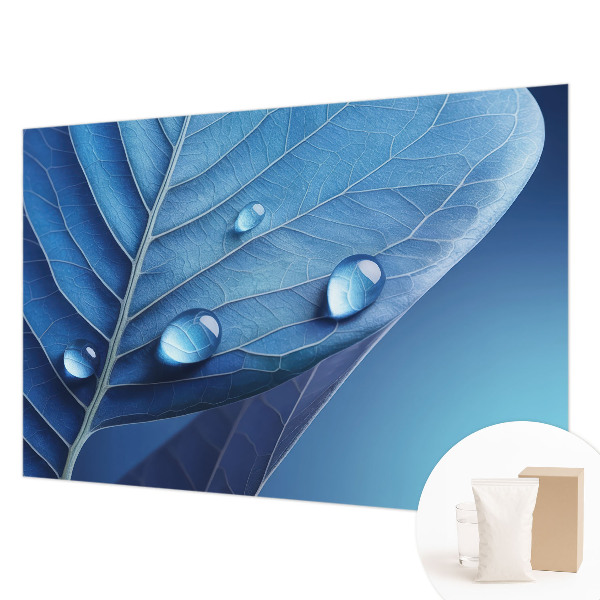 Papel mural texturado decorativo con diseño de hoja azul