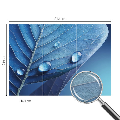 Papel mural texturado decorativo con diseño de hoja azul