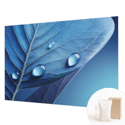 Papel mural texturado decorativo con diseño de hoja azul