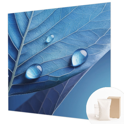 Papel mural texturado decorativo con diseño de hoja azul