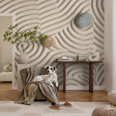 Papel mural texturado decorativo con diseño de ondas armoniosas