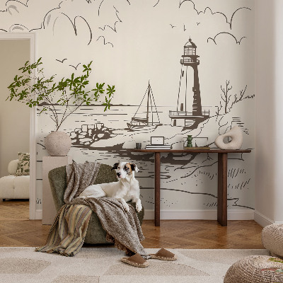 Mural de pared con estampado hermoso con un paisaje costero