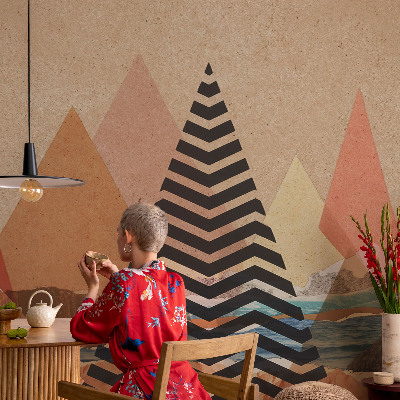 Papel mural texturado decorativo con paisaje abstracto