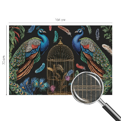 Fotomural decorativo para cabecero de cama con diseño de pavos reales exóticos