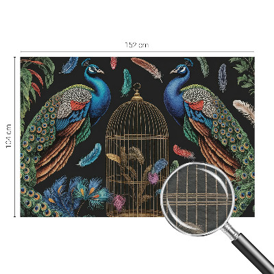 Fotomural decorativo para cabecero de cama con diseño de pavos reales exóticos