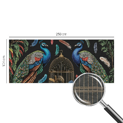 Fotomural decorativo para cabecero de cama con diseño de pavos reales exóticos