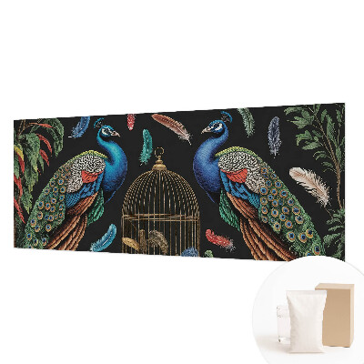 Fotomural decorativo para cabecero de cama con diseño de pavos reales exóticos