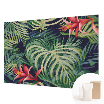 Fotomural decorativo para cabecero de cama con diseño de plantas exóticas