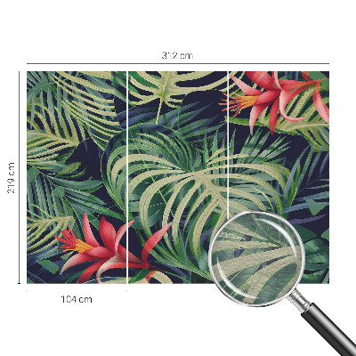 Fotomural decorativo para cabecero de cama con diseño de plantas exóticas