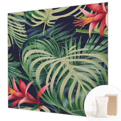 Fotomural decorativo para cabecero de cama con diseño de plantas exóticas