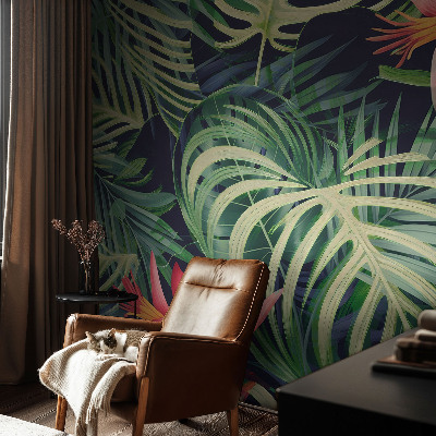 Fotomural decorativo para cabecero de cama con diseño de plantas exóticas