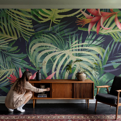 Fotomural decorativo para cabecero de cama con diseño de plantas exóticas
