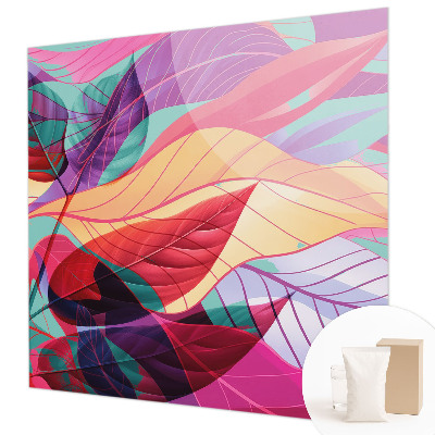 Mural de pared con estampado hermoso con hojas abstractas