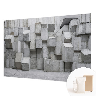 Fotomural decorativo para cabecero de cama con diseño de bloques de hormigón