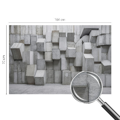 Fotomural decorativo para cabecero de cama con diseño de bloques de hormigón