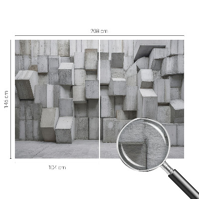 Fotomural decorativo para cabecero de cama con diseño de bloques de hormigón