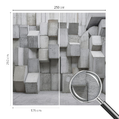 Fotomural decorativo para cabecero de cama con diseño de bloques de hormigón