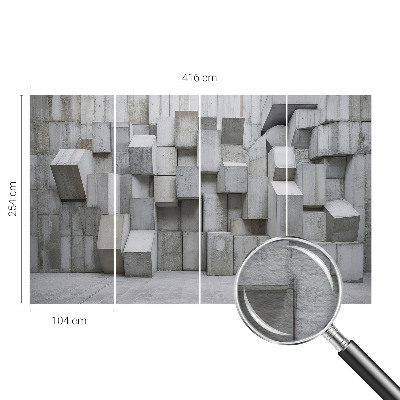 Fotomural decorativo para cabecero de cama con diseño de bloques de hormigón