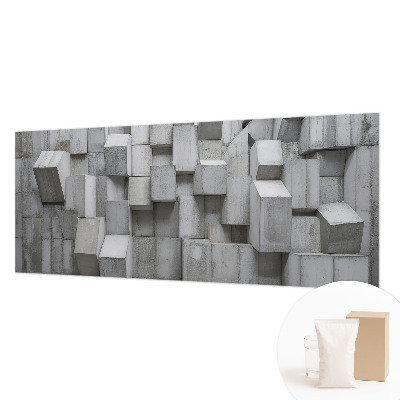 Fotomural decorativo para cabecero de cama con diseño de bloques de hormigón