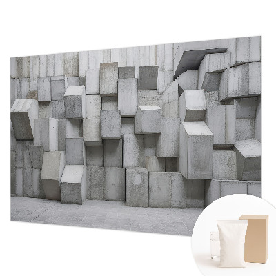 Fotomural decorativo para cabecero de cama con diseño de bloques de hormigón