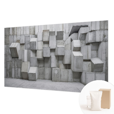 Fotomural decorativo para cabecero de cama con diseño de bloques de hormigón